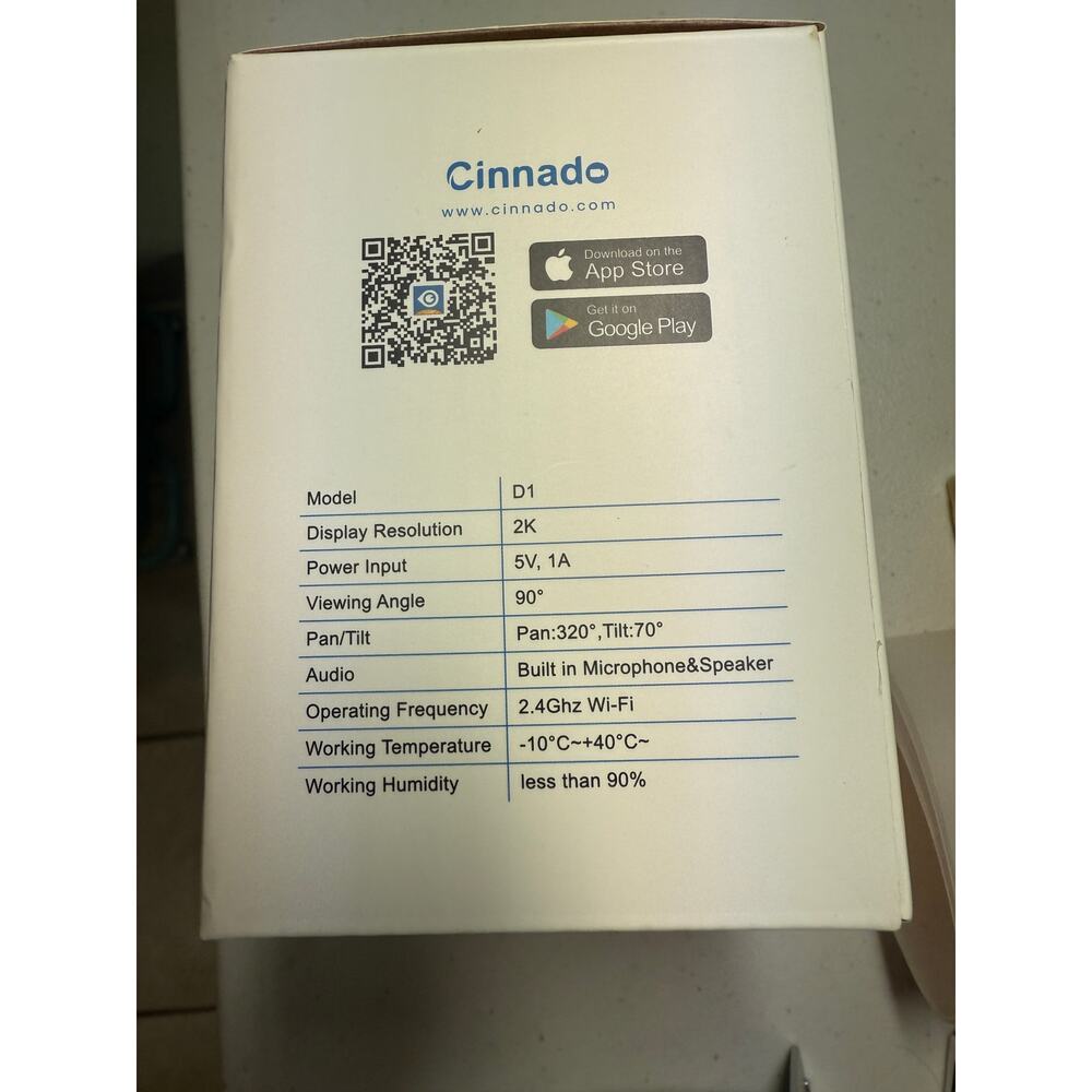 Cinnado Indoor Security Camera D1 2K New in Box    0121